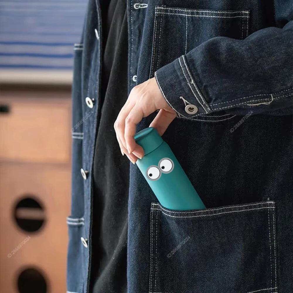 Tyeso 200ml Cute Thermoses Compact Slim Design High Aesthetic Appeal Perfect for Hydration Pocket Insulated Water Bottle Vacuum with Eye Sticker