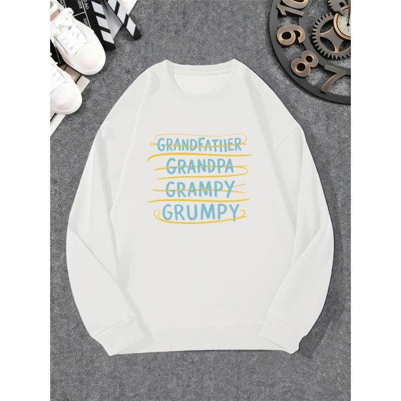 Men's Casual Round-Neck Sweatshirt With Grandfather Grandpa Grampy Grumpy Patterns.