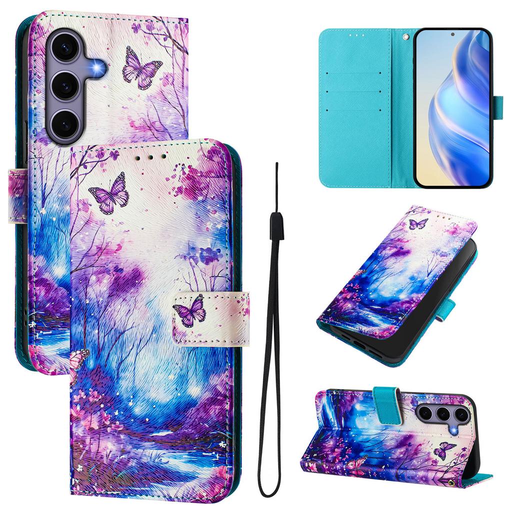 For Samsung Galaxy S24/Galaxy S25 Case Pattern Printing Wallet Phone Cover with Strap