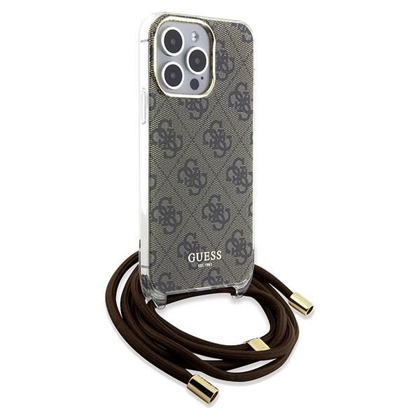 Guess Guhcp15Lhc4Sew Iphone 15 Pro 6.1 Brązowy/Brown Hardcase Crossbody Cord 4G Print