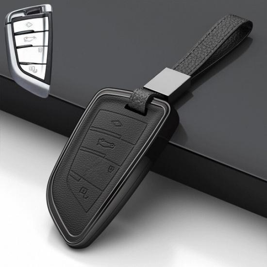 Leather Zinc Alloy Car Key Case Cover For BMW 1 2 3 6 7 8 X1 X2 X3 X4 X5 X6M X7