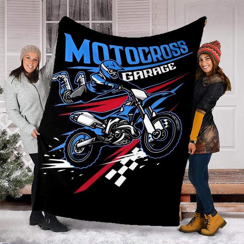 Coperta a Tema Stampata con Motivi di Moto da Fuoristrada - Perfetta per Divano, Letto, Viaggi e Uso Esterno | Lavabile in Lavatrice, Accogliente e Resistente.