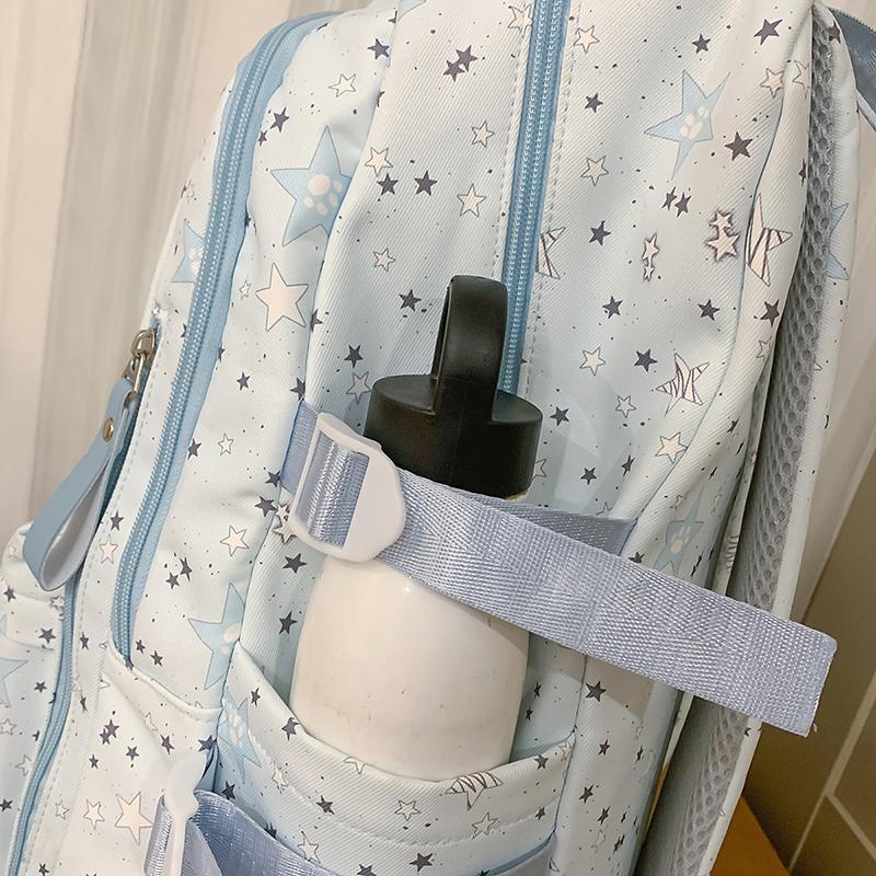 Student Schoolbag Star Printed Backpack Junior High School Student Class Backpack