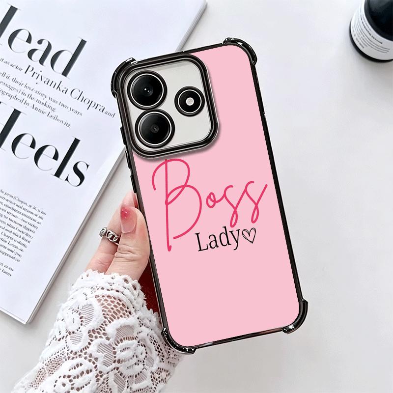Girl Boss Lady Rosa Beschichtung Handyhülle Für Xiaomi Redmi Note 14 15 Pro Plus 13 12 11 11S 11T 10 9S 9 5G Anti-Fall Airbag Abdeckung