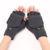 WTEMPO Solid Color Woolen Warm Flip Gloves Men's Women's Autumn Winter Half Finger Gloves Student Writing Exposed Finger Knitted Gloves
