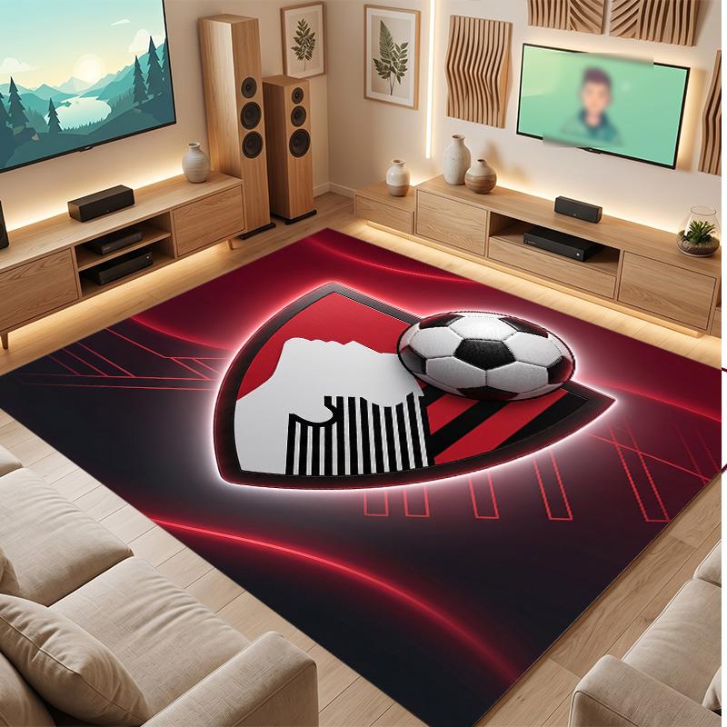 Bournemouth Football Print Crystal Velvet Rug, Comfortable Water Absorbent Non Slip Indoor Floor Carpet