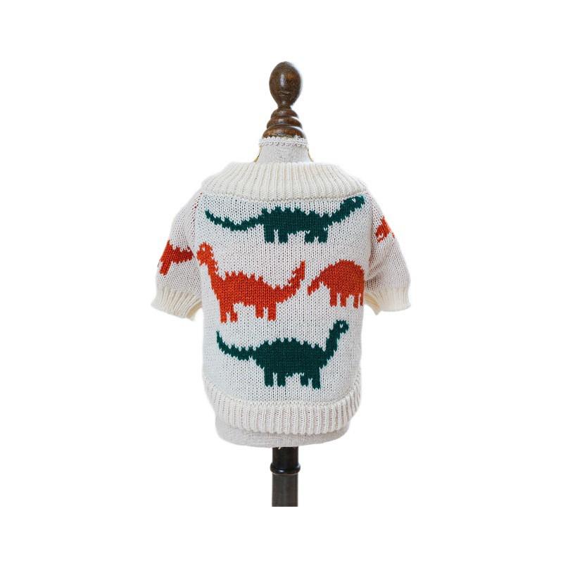 Pet Sweater Small Dogs Cats Colorful Dinosaur Design Winter Warm Clothes XS S M L XL