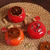 Jianglai Ceramic Red Persimmon Auspicious Tea Caddy Gift Set