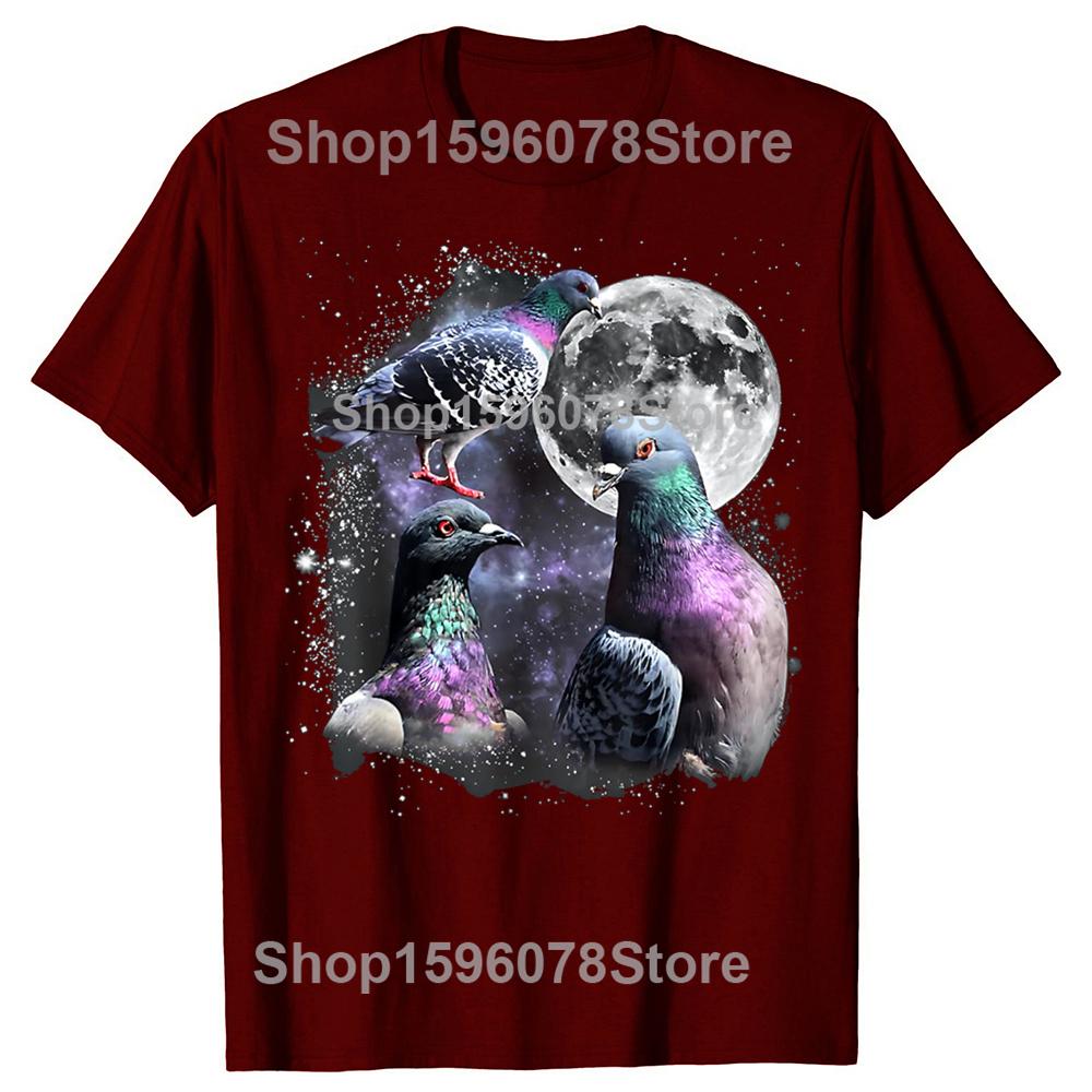 Funny Three Pigeon Moon Meme TShirt TShirt Summer Men Clothing Fashion T Shirts Cotton Short Sleeve Oversized Tshirt Tops