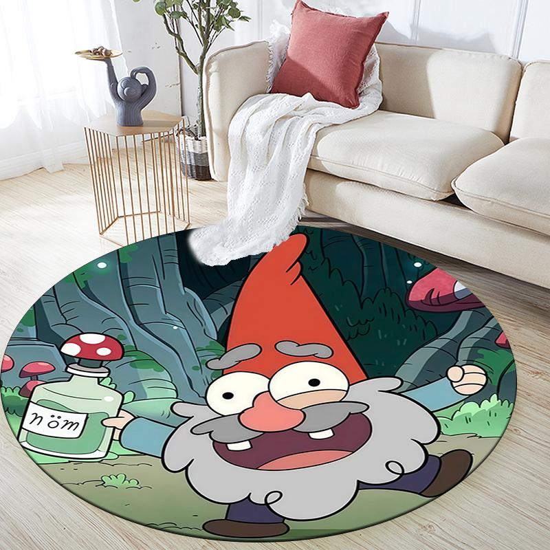 Runder Teppich im Gravity Falls Muster, Teppich für Wohnzimmer, Schlafzimmer, Spielzimmer, Rutschfeste Bodenmatte, Feiertagsgeschenke und Geburtstagsgeschenke.