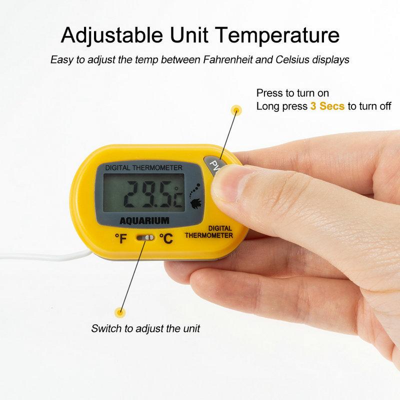 Digital Aquarium Thermometer with Probe Suction Cup Fish Tank Water Electronic Thermometer Measurement Degrees Celsius ℃