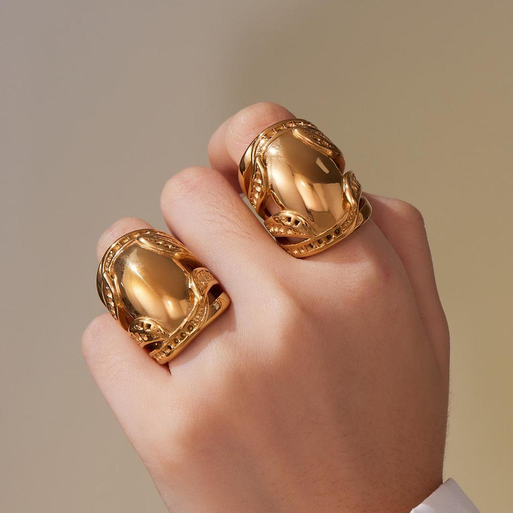 Oumaijia Stal Nierdzewna Pozłacana 18k Pierścień Ochraniacz Kciuka