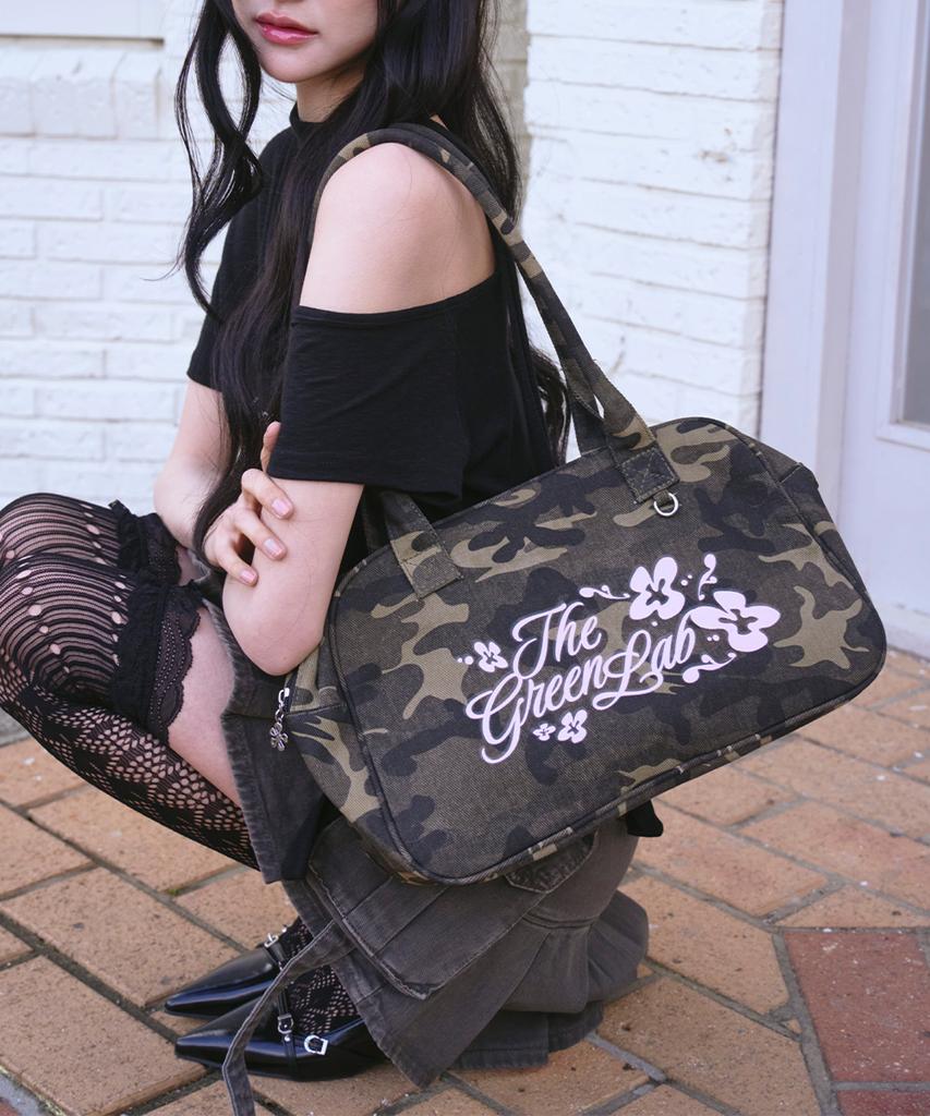 The Green Lab Camo Floral Square Shoulder Bag [Camo Khaki]