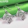 925 Sterling Silver Auspicious Square Ruyi Openwork Earrings - Fashion Gift Jewelry