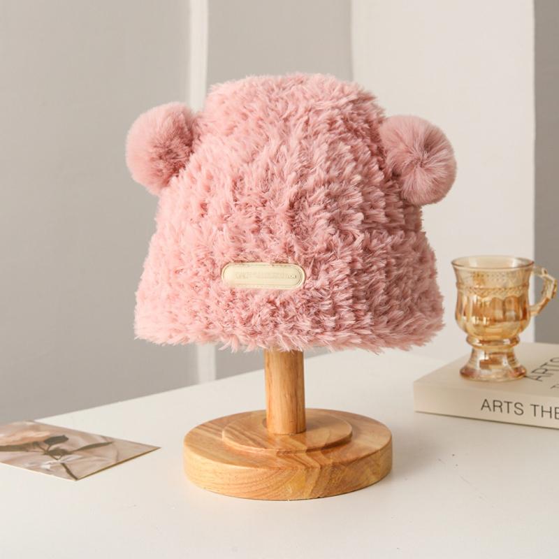 Plush Hat Winter New Women's Warm Thickened Ear Protection Hat Big Head Circumference Knitted Wool Hat