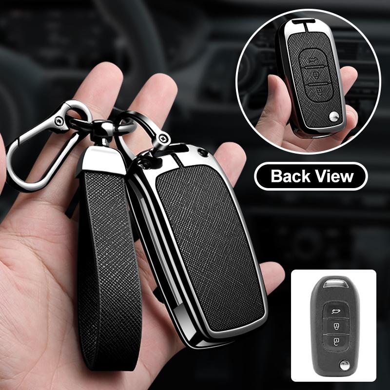 Zinc Alloy Leather Car Key Cover Fits Renault Sandero Koleos Captur Kadjar Megane Clio 5 Austral Logan Arkana Koleos Key Shell