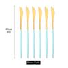 6pcs Dinnerware Matte Mint Green Gold Stainless Steel Flatware Knife Dessert Fork Spoon Party Home Kitchen Tableware Silverware Set