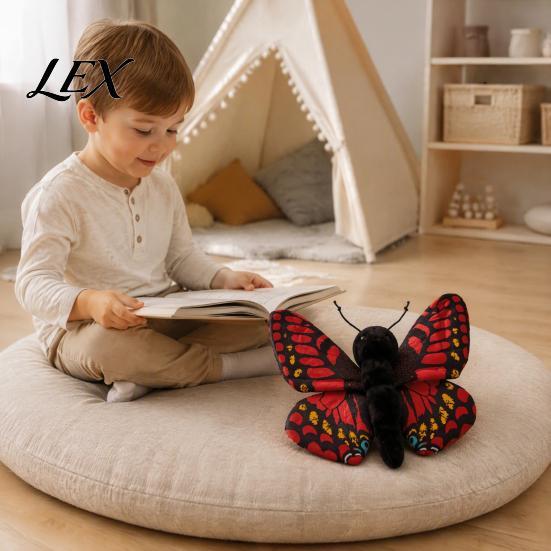 Polyester Fiber Stuffed Doll Realistic 3D Butterfly Plush Toy, Throw Pillow, Soft Vivid Design Insect Animal Decor, Gift for Kids Girls, Home Ornament