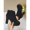 High Heeled Booties Plus Size 2025 Winter New Round Toe Vintage Side Zipper Fashion Boots for Women