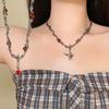 Dark Wind Rose Cross Necklace Women's Clavicle Chain High Sense Light Luxury Niche Necklace 1111 New Jewelry