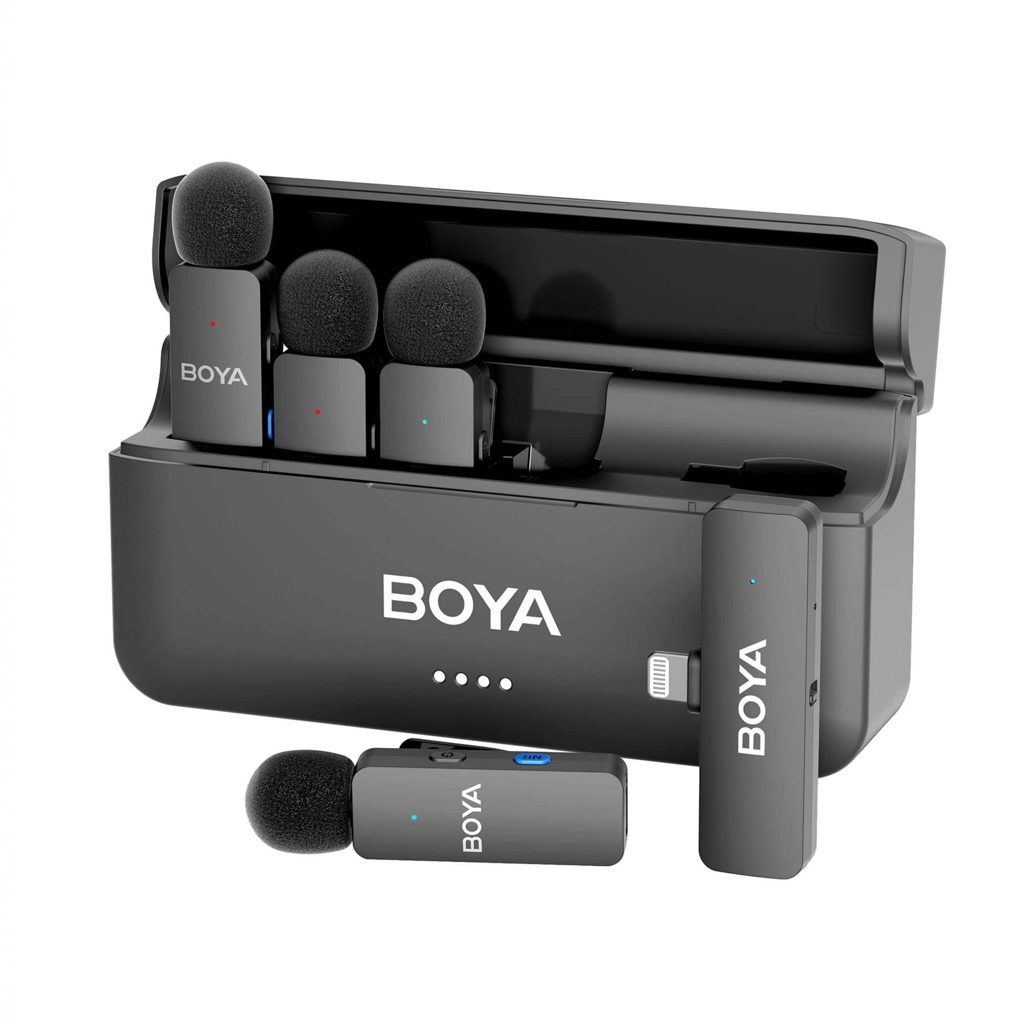

BOYA BY-V4D Mini Wireless Lavalier Microphone, Lightning Port for iPhone11121314 iPad, 4 Clip-on Wireless Lapel Microphone for Video Recording