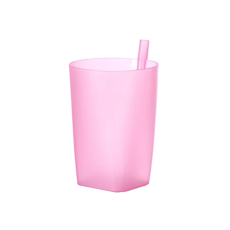 

Solid Color Fresh Candy Color Small Straw Children s Cup Plastic Drinking Water Transparent Straw Cup Integrated Beverage Cup 200ml розовый