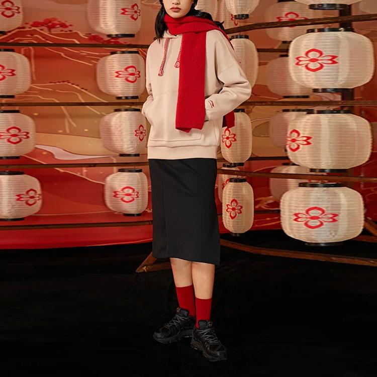 Li-Ning Daily Gold Series Casual Sports Loose Pullover Hoodie Women Tops Misty-Apricot AWDS156-4