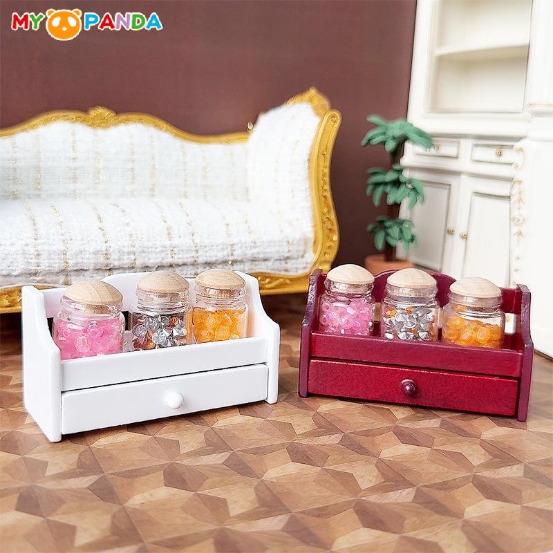 1 Set Miniature Kitchen Decoration 1/12 Dollhouse Mini Jar Rack Storage Rack With Jar Dolls House Scene Decor Accessories