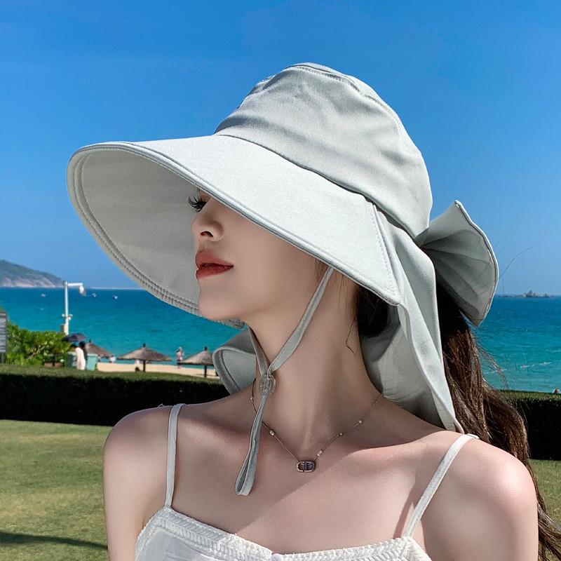 Summer Wide Brim Hat With Neck Protection For Women Outdoor Sun Shade Fashionable Uv Shield