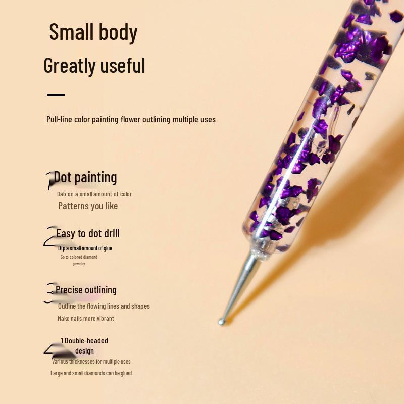 5-Piece Double-ended Nail Art Dotting Pen Set for Rhinestones, Flowers, Beads with Loose Powder, Sequins, and Flower Sticks