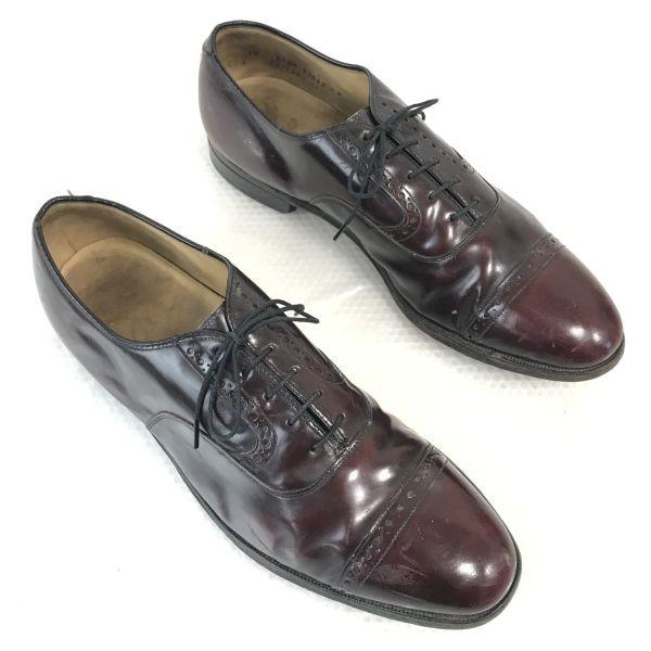 Johnston & Murphy Heritage 80s-90s Leather Goodyear Punch Cap Toe 10B 26.5-27.5 Burgundy(USED)