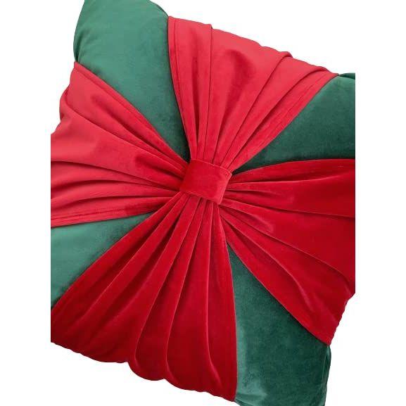 Christmas Bow Cushion (Pack of 1, 16x16 Inch), Throw Pillow Cushion for Christmas, Christmas Decoration, Christmas Gift