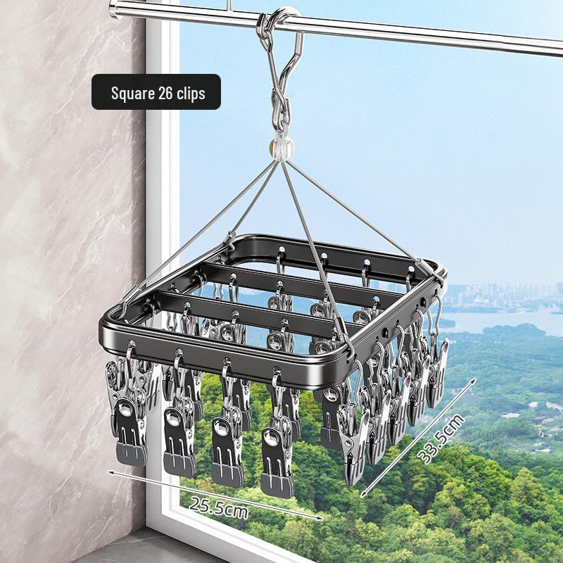 Aluminum Alloy Multi-Clip Clothes Drying Rack for Balcony and Underwear