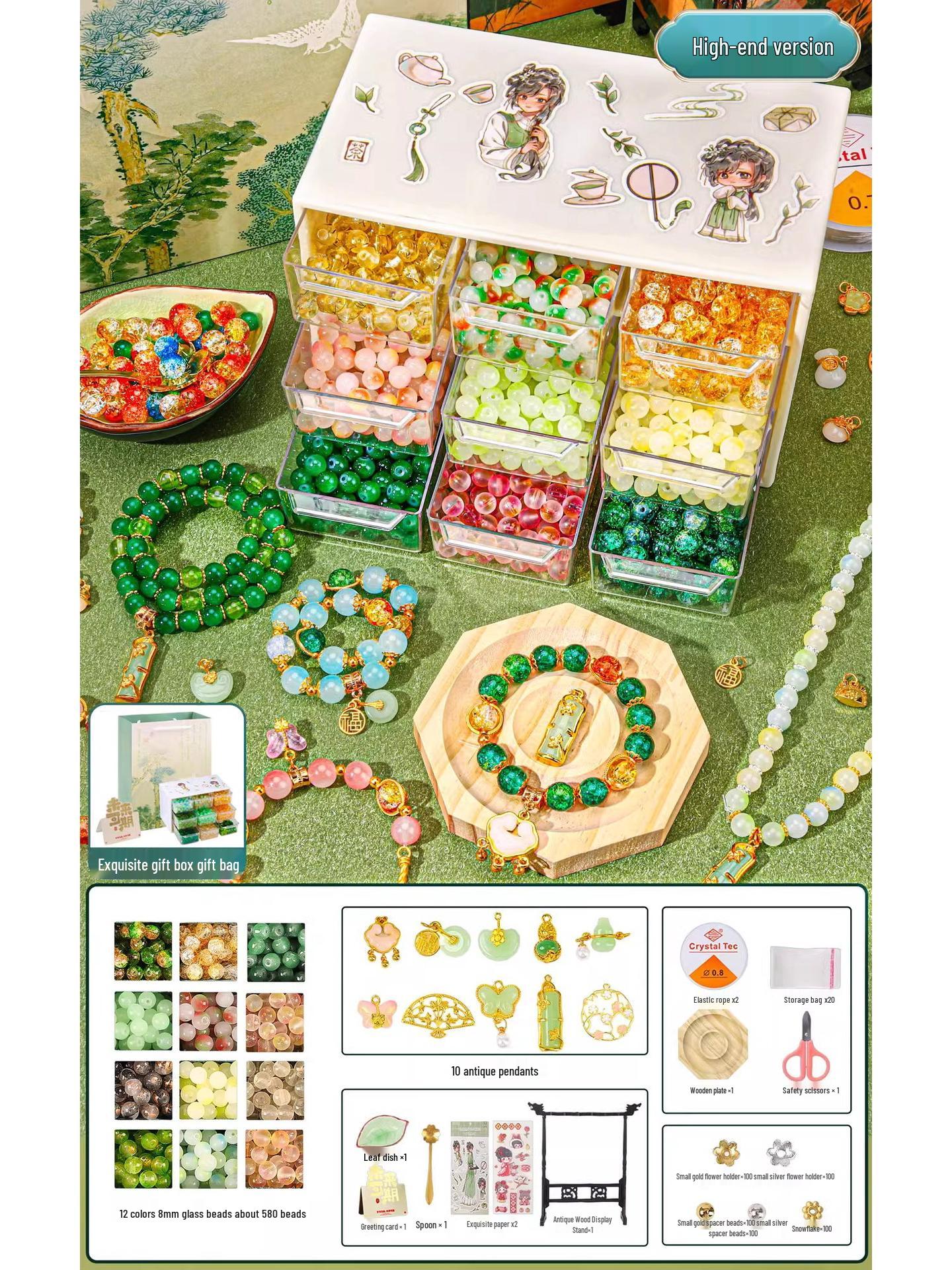 

Детский браслет из стеклянных бусин ручной работы, набор для DIY - Ювелирное украшение в древнем стиле, подарок