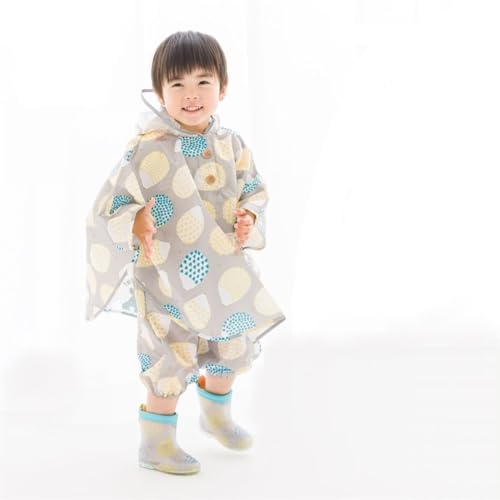 ogawa Kids' Rain Poncho, 90cm, Kukka Hippo Hedgehog Design with Reflective Tape, Hippopotamus-Shaped Backpack with Storage Bag, 83362