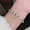 White copper colorful gemstone floral scroll pattern pumpkin head enamel silver bracelet for women, plated with pure silver, non-fading