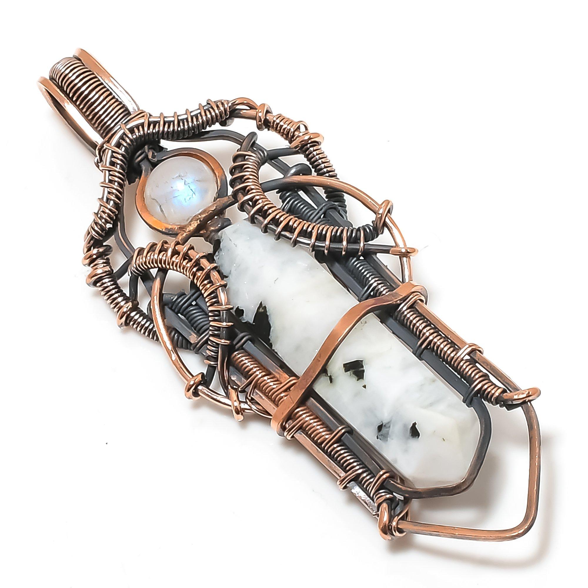 

Rainbow Moonstone Pendant Gemstone Jewelry, , 999 Copper Wire Wrapped Pendant, Handmade Beautiful Jewelry Pendant