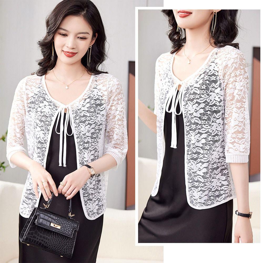 Breathable Summer Women's Cardigan Tie Up Sun Protection Clothing Extra Large Mesh Shawl  for Women