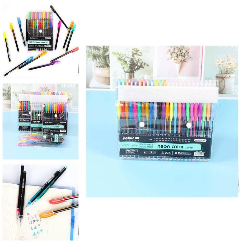 Grundläggande Färgmarkörset Med 48 Fluorescerande Pennor För Elevers Konstprojekt Och Klotter