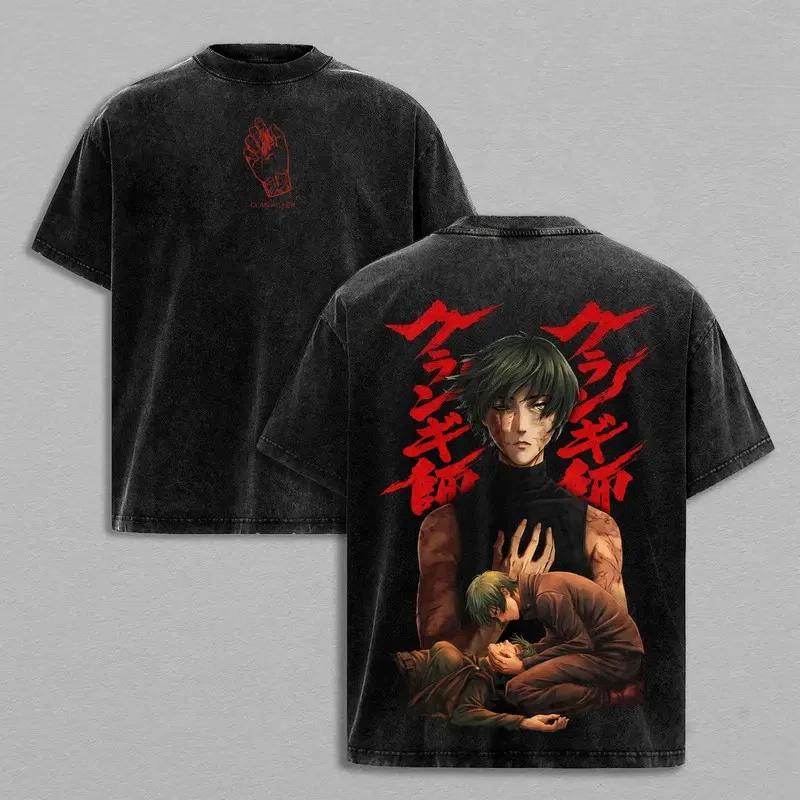 Anime Jujutsu Kaisen Zenin Maki Graphic T Shirt Men Women Washed Cotton Tshirts Vintage Casual Clothing Harajuku Male T-shirt