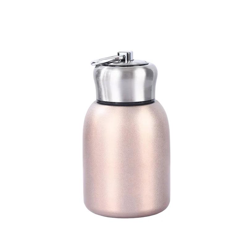 300ml Mini Gruby Izolowany Bidon ze Stali Nierdzewnej 316, Błyszczący Kieszonkowy Termos z Pokrywką na Pierścień dla Uczniów Dziewcząt