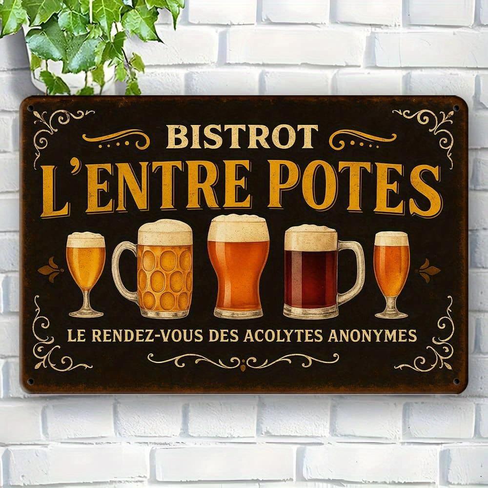 

French Bistrot Metal Sign - L Entre Potes Vintage Wall Art 19.81x29.97cm for Bar & Man Cave Decor чистый