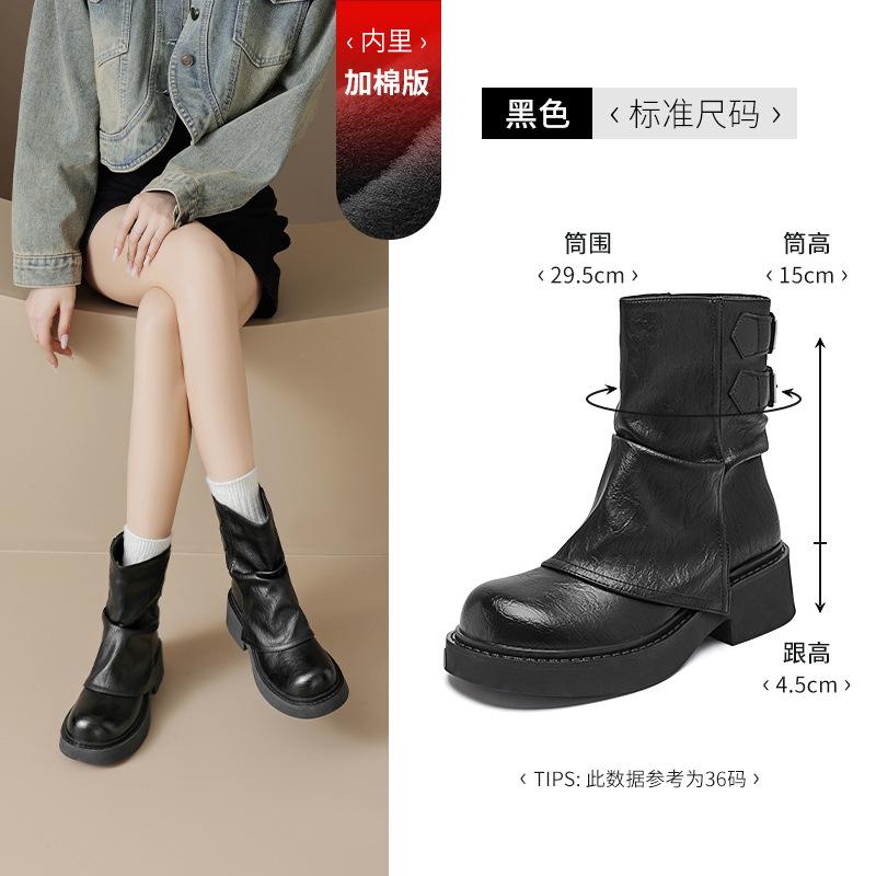 

Остин Мартин Ботинки Женские 2025 Новые Осенние Платформа Британский Ветер Рыцарские Ботинки Коричневые Брюки Начес Начес Короткие Ботинки 41