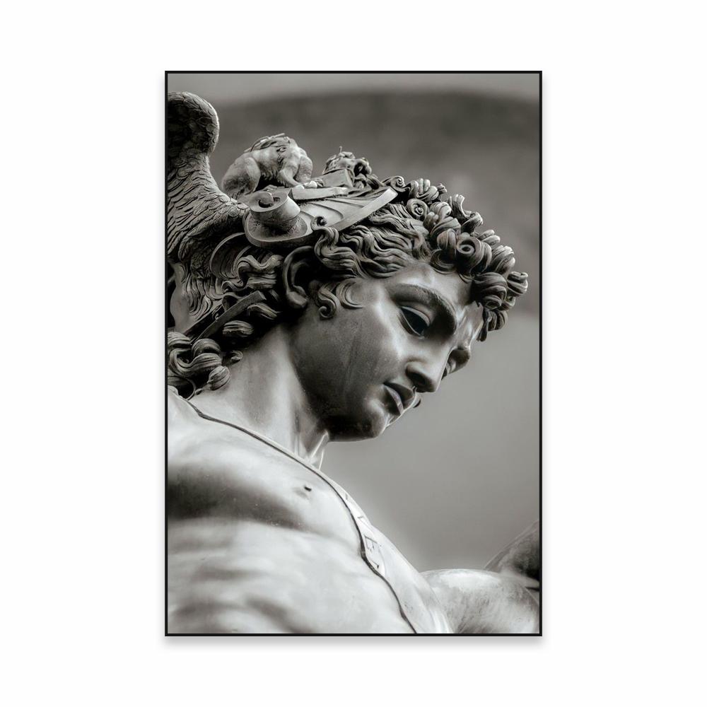 Perseus with the Head of Medusa Poster Black and White Ancient Greek God Wall Art Prints Canvas Painting Home Room Decoration