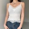 Gothic Basic Women Camis Grunge Punk Black Casual Lace Trim Crop Tops Ribbed Backless Alt Clothes Summer
