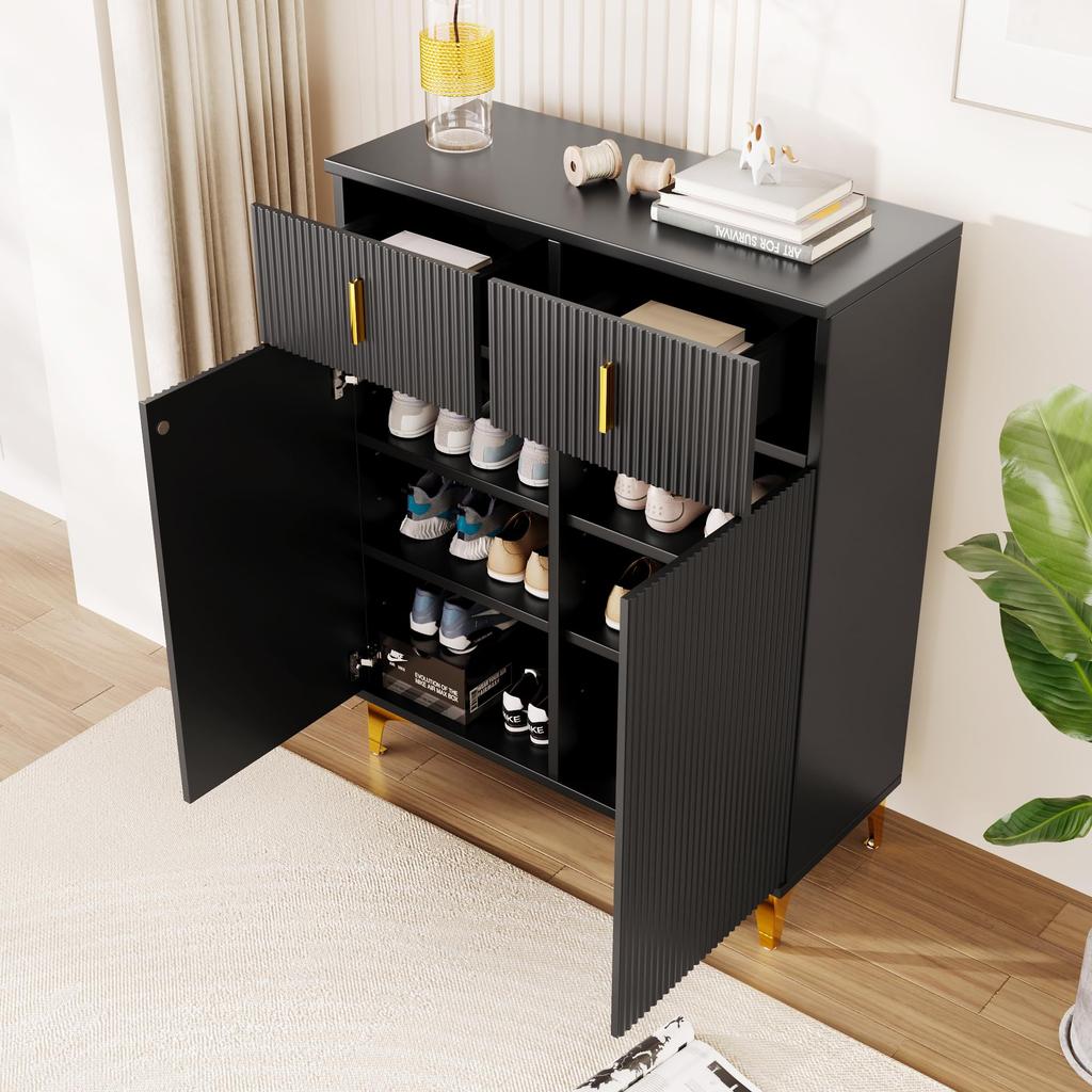 Kommode mit 2 Schubladen, Modernem Schuhschrank mit Stauraum, Sideboard für Esszimmer, Wohnzimmer & Schlafzimmer