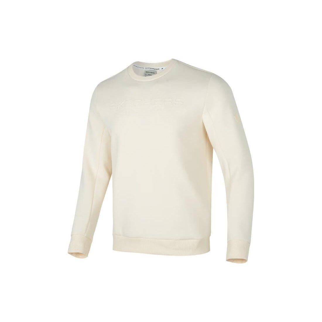 Skechers Sports Series Solid Color Crew Neck Pullover Sweatshirt Men sweatshirt White P423M017-02EP L