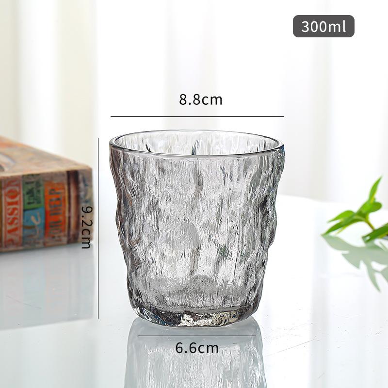 Ins Wind Ice River Pattern Glass Water Cup Nordic New High-value Red Wine Glass Juice Cup Frosted Bark Pattern Water Cup