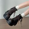 Retro Black Premium British Platform Martin Boots Women's 2025 New Autumn with Skirt and Thin Short Boots