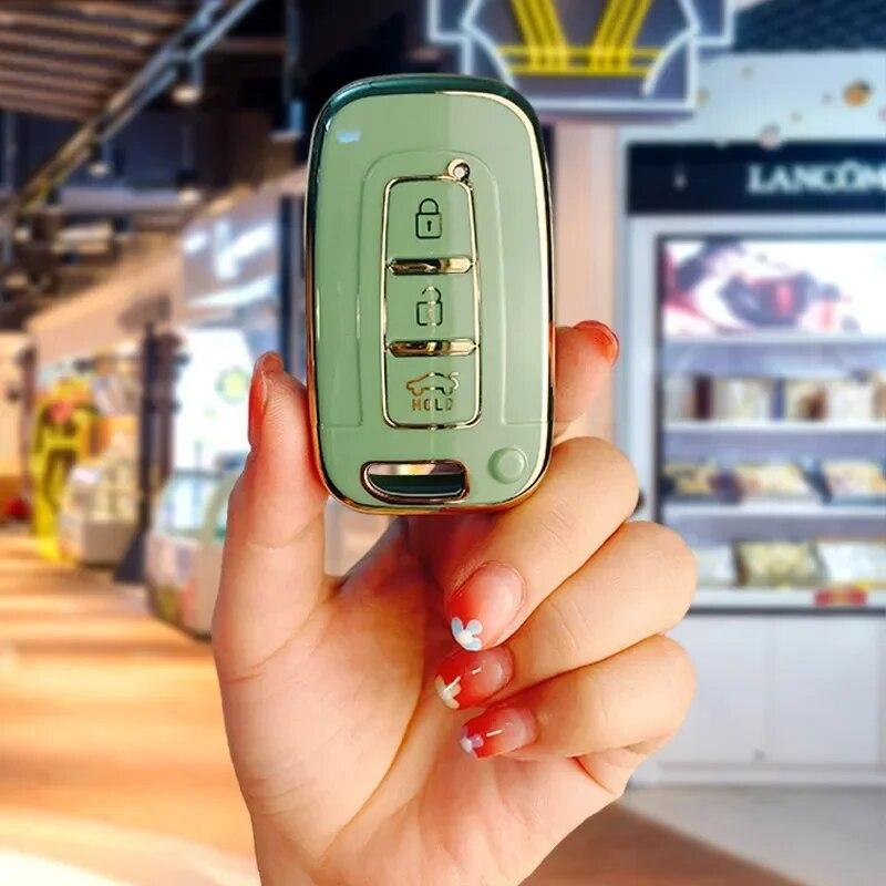 

Чехол для ключей из ТПУ GUSHIBEI для KIA K2 K5 IX35 Sonata8 Elantra зелёный